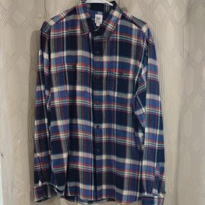 GAP Men's Blue Plaid Button-Down Shirt Large